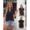 image:imageGRACE KARIN Womens Lace Short Sleeve Tops Summer Dressy Casual Cotton Blouses Flowy V Neck Dress Shirts Trendy Clothing 2026Black
