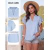image:imageGRACE KARIN Womens Lace Short Sleeve Tops Summer Dressy Casual Cotton Blouses Flowy V Neck Dress Shirts Trendy Clothing 2026Light Blue