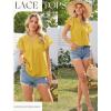 image:imageGRACE KARIN Womens Lace Short Sleeve Tops Summer Dressy Casual Cotton Blouses Flowy V Neck Dress Shirts Trendy Clothing 2026Mustard Yellow