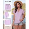 image:imageGRACE KARIN Womens Lace Short Sleeve Tops Summer Dressy Casual Cotton Blouses Flowy V Neck Dress Shirts Trendy Clothing 2026Purple