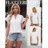 image:imageGRACE KARIN Womens Lace Short Sleeve Tops Summer Dressy Casual Cotton Blouses Flowy V Neck Dress Shirts Trendy Clothing 2026White