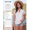 image:imageGRACE KARIN Womens Lace Short Sleeve Tops Summer Dressy Casual Cotton Blouses Flowy V Neck Dress Shirts Trendy Clothing 2026White