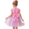 image:imageGRACE KARIN Flower Girl Dress with Big BowKids Lace Tulle Princess GownWedding Formal Birthday Party Pageant 510YRainbow Pink