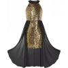 image:imageGRACE KARIN Girls Halter Neck Sequin Dress 614Y Kids Fancy Formal Party Christmas Sparkly Pageant Birthday DressesBlack Gold