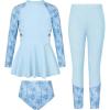 image:imageGRACE KARIN Girls Long Sleeve Swimsuit 3 Pieces Rash Guard Set Bathing Suits for Teens Size 714Blue Coconut Trees