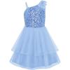 image:imageGRACE KARIN Girls Party Sequin Formal Dress 714Y Birthday Dance Graduation Sparkly Pageant Dresses Wedding Flower Girl DressLight Blue