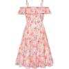 image:imageGRACE KARIN Girls Summer Dress Off Shoulder Ruffle Floral Spaghetti Strap Casual Sundress Tiered Midi DressFlowers on White