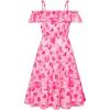 image:imageGRACE KARIN Girls Summer Dress Off Shoulder Ruffle Floral Spaghetti Strap Casual Sundress Tiered Midi DressHot Pink Heart