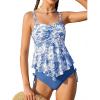 image:imageGRACE KARIN Girls Tankini Swimsuit Swimwear Teen Cute Ruffle Bathing Suit Kids 2 Piece Shirred Bikini Set with Padded 816Unique Blue