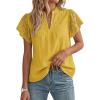 image:imageGRACE KARIN Womens Lace Short Sleeve Tops Summer Dressy Casual Cotton Blouses Flowy V Neck Dress Shirts Trendy Clothing 2026Mustard Yellow