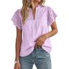 image:imageGRACE KARIN Womens Lace Short Sleeve Tops Summer Dressy Casual Cotton Blouses Flowy V Neck Dress Shirts Trendy Clothing 2026Purple
