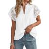 image:imageGRACE KARIN Womens Lace Short Sleeve Tops Summer Dressy Casual Cotton Blouses Flowy V Neck Dress Shirts Trendy Clothing 2026White