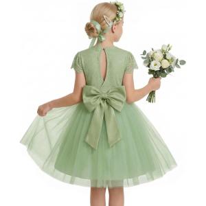 image:imageGRACE KARIN Flower Girl Dress with Big BowKids Lace Tulle Princess GownWedding Formal Birthday Party Pageant 510YSage Green