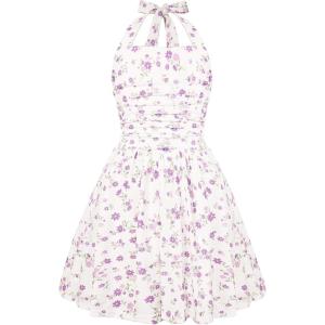 image:imageGRACE KARIN Girls Floral Summer Dress Spring Holiday Beach Party Sundress Halter Neck Tie Backless Dresses 716 YearsPurple