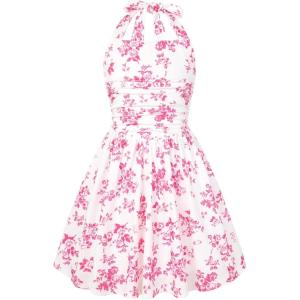 image:imageGRACE KARIN Girls Floral Summer Dress Spring Holiday Beach Party Sundress Halter Neck Tie Backless Dresses 716 YearsRose Red