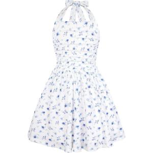 image:imageGRACE KARIN Girls Floral Summer Dress Spring Holiday Beach Party Sundress Halter Neck Tie Backless Dresses 716 YearsWhite and Blue Floral
