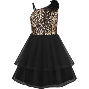 image:imageGRACE KARIN Girls Party Sequin Formal Dress 714Y Birthday Dance Graduation Sparkly Pageant Dresses Wedding Flower Girl DressBlack Gold