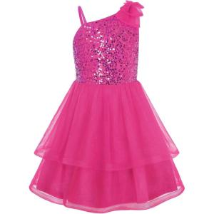 image:imageGRACE KARIN Girls Party Sequin Formal Dress 714Y Birthday Dance Graduation Sparkly Pageant Dresses Wedding Flower Girl DressRose Red