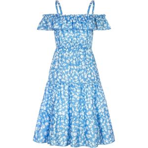 image:imageGRACE KARIN Girls Summer Dress Off Shoulder Ruffle Floral Spaghetti Strap Casual Sundress Tiered Midi DressFloral on Light Blue