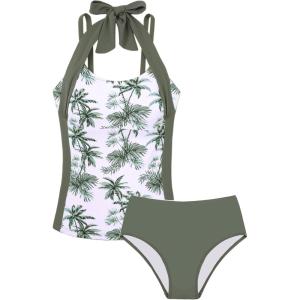 image:imageGRACE KARIN Girls Swimsuits for Teens 816 Two Piece Tankini Bathing Suit Teen Girl Swimming SuitsGreen
