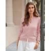 image:imageGRACE KARIN Womens Cropped Cardigan Sweaters Trendy Lightweight Shrugs Button Up Long Sleeve Knit TopsDusty Pink