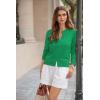 image:imageGRACE KARIN Womens Cropped Cardigan Sweaters Trendy Lightweight Shrugs Button Up Long Sleeve Knit TopsGreen
