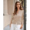 image:imageGRACE KARIN Womens Cropped Cardigan Sweaters Trendy Lightweight Shrugs Button Up Long Sleeve Knit TopsKhaki
