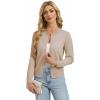 image:imageGRACE KARIN Womens Cropped Cardigan Sweaters Trendy Lightweight Shrugs Button Up Long Sleeve Knit TopsKhaki