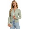image:imageGRACE KARIN Womens Cropped Cardigan Sweaters Trendy Lightweight Shrugs Button Up Long Sleeve Knit TopsLight Green
