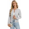 image:imageGRACE KARIN Womens Cropped Cardigan Sweaters Trendy Lightweight Shrugs Button Up Long Sleeve Knit TopsLight Grey