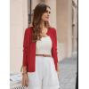 image:imageGRACE KARIN Womens Cropped Cardigan Sweaters Trendy Lightweight Shrugs Button Up Long Sleeve Knit TopsRed