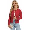 image:imageGRACE KARIN Womens Cropped Cardigan Sweaters Trendy Lightweight Shrugs Button Up Long Sleeve Knit TopsRed