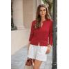 image:imageGRACE KARIN Womens Cropped Cardigan Sweaters Trendy Lightweight Shrugs Button Up Long Sleeve Knit TopsRed