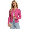 image:imageGRACE KARIN Womens Cropped Cardigan Sweaters Trendy Lightweight Shrugs Button Up Long Sleeve Knit TopsRose Red