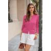 image:imageGRACE KARIN Womens Cropped Cardigan Sweaters Trendy Lightweight Shrugs Button Up Long Sleeve Knit TopsRose Red