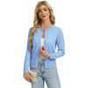 image:imageGRACE KARIN Womens Cropped Cardigan Sweaters Trendy Lightweight Shrugs Button Up Long Sleeve Knit TopsSky Blue