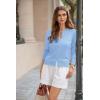 image:imageGRACE KARIN Womens Cropped Cardigan Sweaters Trendy Lightweight Shrugs Button Up Long Sleeve Knit TopsSky Blue