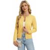 image:imageGRACE KARIN Womens Cropped Cardigan Sweaters Trendy Lightweight Shrugs Button Up Long Sleeve Knit TopsYellow