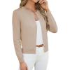 image:imageGRACE KARIN Womens Cropped Cardigan Sweaters Trendy Lightweight Shrugs Button Up Long Sleeve Knit TopsKhaki