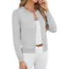 image:imageGRACE KARIN Womens Cropped Cardigan Sweaters Trendy Lightweight Shrugs Button Up Long Sleeve Knit TopsLight Grey