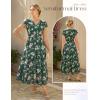image:imageGRACE KARIN 2026 Women Summer DressMaxi Short Sleeve Floral DressesSemi Formal Flowy Wedding Guest Dress with PocketDark Green With White Flowers