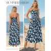 image:imageGRACE KARIN 2026 Womens Hawaiian Midi Sundress Summer Vacation Spaghetti Floral Clothes Boho Casual Dresses with PocketsBlue Black Floral