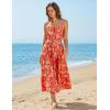 image:imageGRACE KARIN 2026 Womens Hawaiian Midi Sundress Summer Vacation Spaghetti Floral Clothes Boho Casual Dresses with PocketsOrange Floral