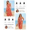 image:imageGRACE KARIN 2026 Womens Hawaiian Midi Sundress Summer Vacation Spaghetti Floral Clothes Boho Casual Dresses with PocketsOrange Floral