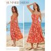 image:imageGRACE KARIN 2026 Womens Hawaiian Midi Sundress Summer Vacation Spaghetti Floral Clothes Boho Casual Dresses with PocketsOrange Floral