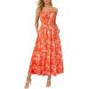 image:imageGRACE KARIN 2026 Womens Hawaiian Midi Sundress Summer Vacation Spaghetti Floral Clothes Boho Casual Dresses with PocketsOrange Floral