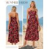 image:imageGRACE KARIN 2026 Womens Hawaiian Midi Sundress Summer Vacation Spaghetti Floral Clothes Boho Casual Dresses with PocketsRed Black Floral