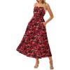 image:imageGRACE KARIN 2026 Womens Hawaiian Midi Sundress Summer Vacation Spaghetti Floral Clothes Boho Casual Dresses with PocketsRed Black Floral