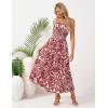 image:imageGRACE KARIN 2026 Womens Hawaiian Midi Sundress Summer Vacation Spaghetti Floral Clothes Boho Casual Dresses with PocketsRed Floral
