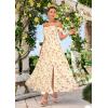 image:imageGRACE KARIN 2026 Womens Summer Floral Wedding Guest DressBeach Flowy A Line Maxi Off Shoulder Bridesmaid DressesBeige Purple